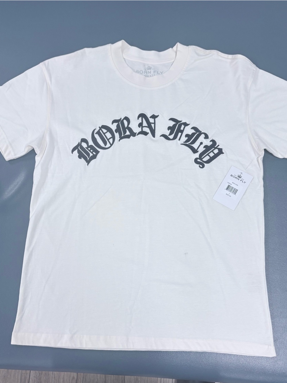 Born Fly Men's White Graphic Short Sleeve Tee